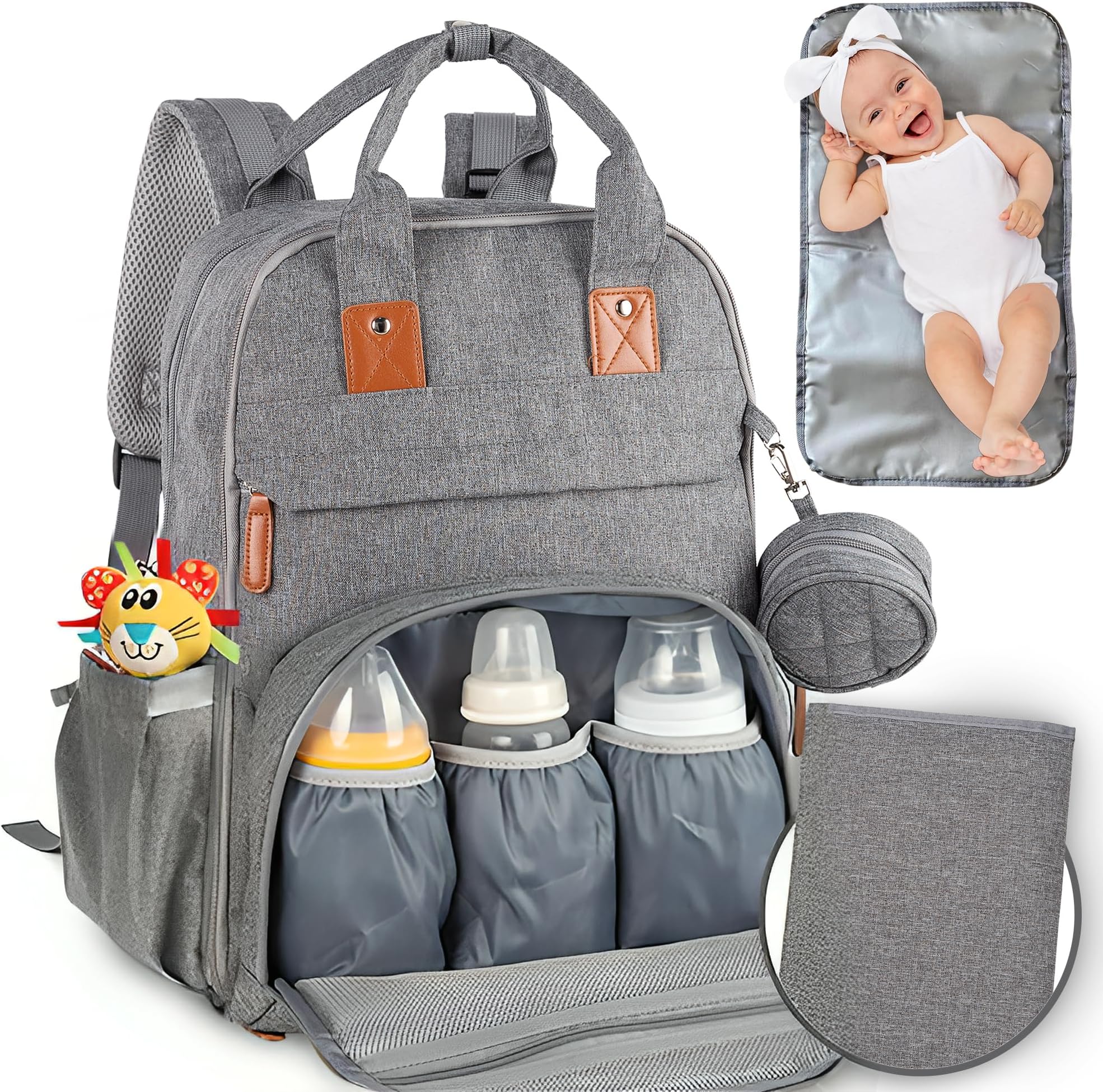 Pipi bear Nappy Changing Bag, Multifunctional Waterproof Travel Diaper