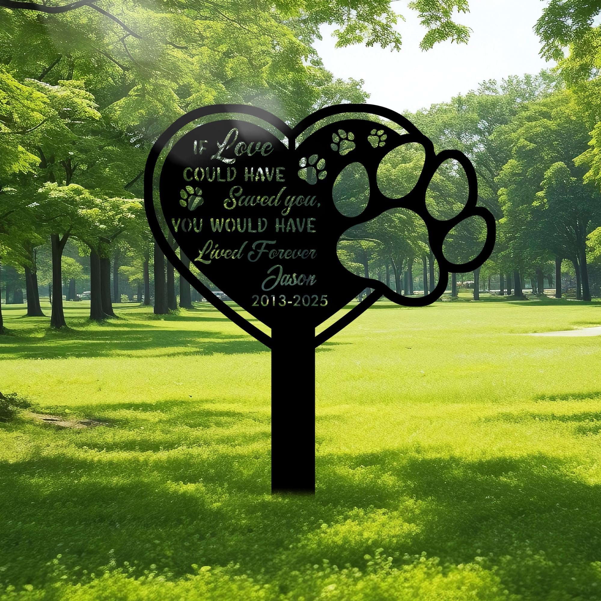 JLSKCN Personalised Dog Memorial Plaque, Pet Headstones for Dogs for Lost Dog Sympathy Gift, Outdoor Dog Garden Metal Stake Cat Garden Metal Stake for Cemetery Garden Dog Cross for Grave Graden Decor