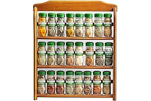 Three Tier Wood 24 Piece Organic Spice Assortment Organizer