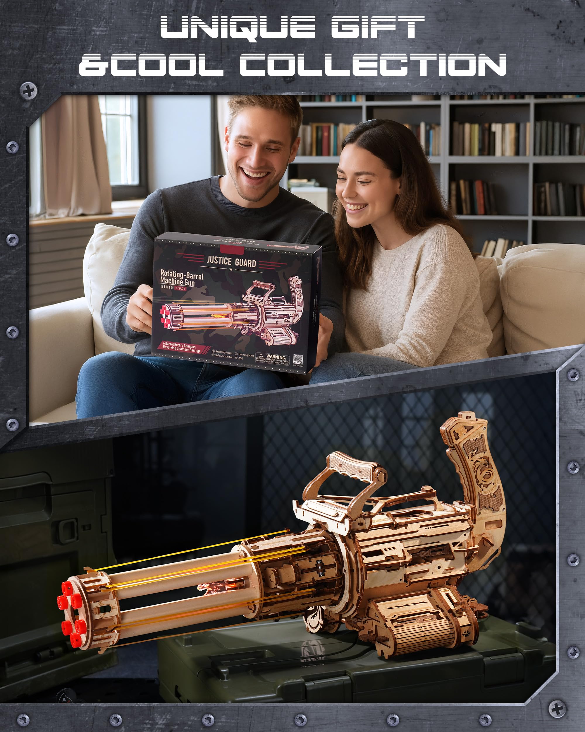 ROBOTIME Zestaw puzzle 3D z drewna dla dorosłych i nastolatków, mechaniczny model do zrobienia na własną rękę z 412 elementami, wyrzutnia gumek, kreatywny prezent dla entuzjastów puzzli i