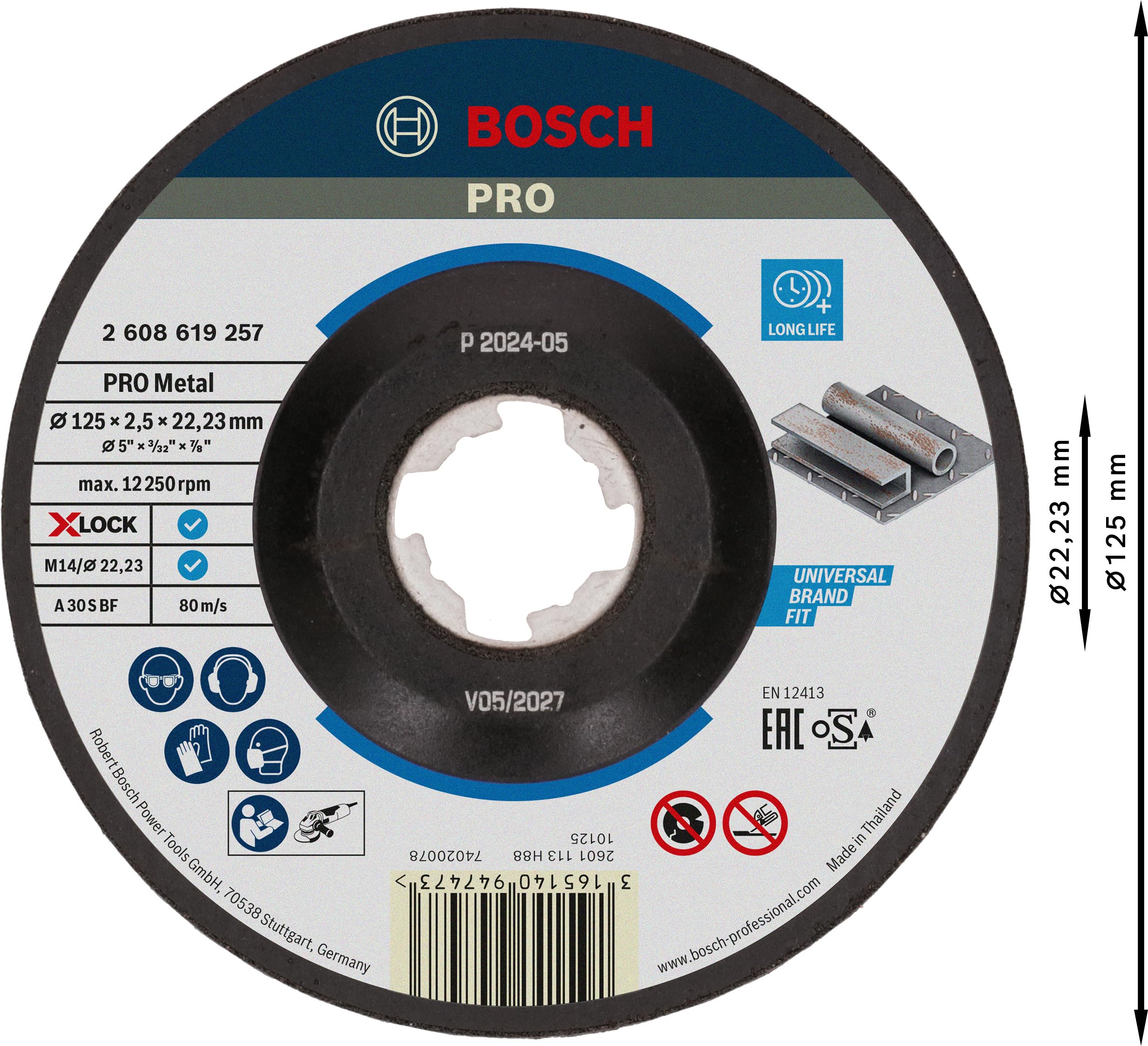 Disque à Tronçonner Bosch Professional - Ø125mm - Pour Acier Inox & Métal - Alésage 22.23mm