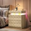 FREDEES LED Bedside Table with Charging Station,3 Drawers Night Stand with Lockable Hidden Storage,Smart Nightstand with Human Sensor RGB Lights for Bedroom, Wood