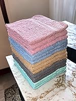 Vista 3 de Paquete de 15 paños 100% algodón extrasuaves, altamente absorbentes, lavables a máquina, tamaño 12 x 12 pulgadas, varios colores.