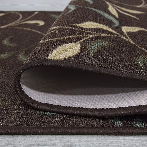 Miniatura 3 de Alfombra antideslizante de pasillo, tradicional, diseño de hojas, con parte trasera de goma, lavable a máquina, 2 x 5, para pasillo, cocina,