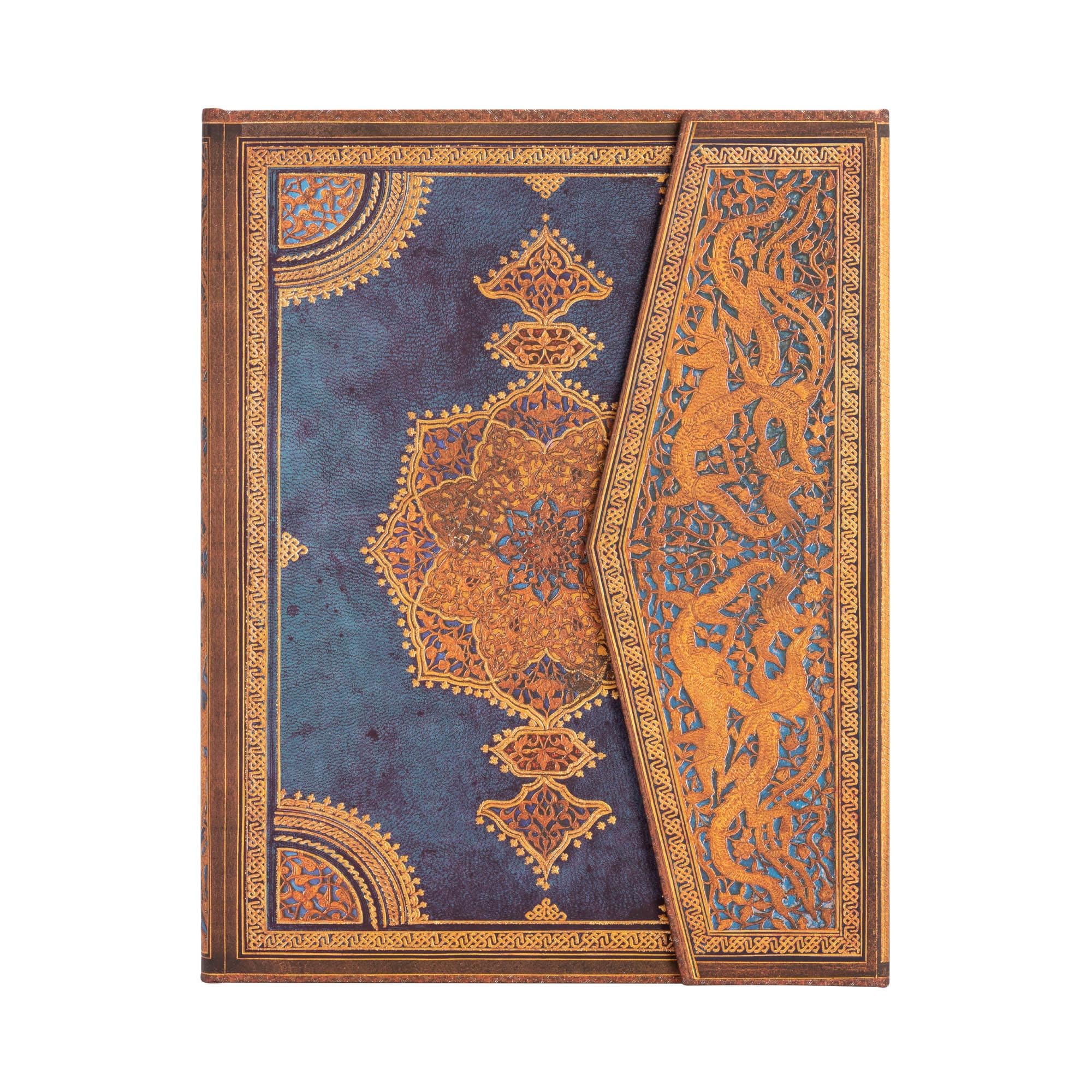 Safavid Indigo (Safavid Binding Art) Ultra Lined Hardcover Journal: Hardcover, 120 gsm, ribbon marker, memento pouch, wrap closure