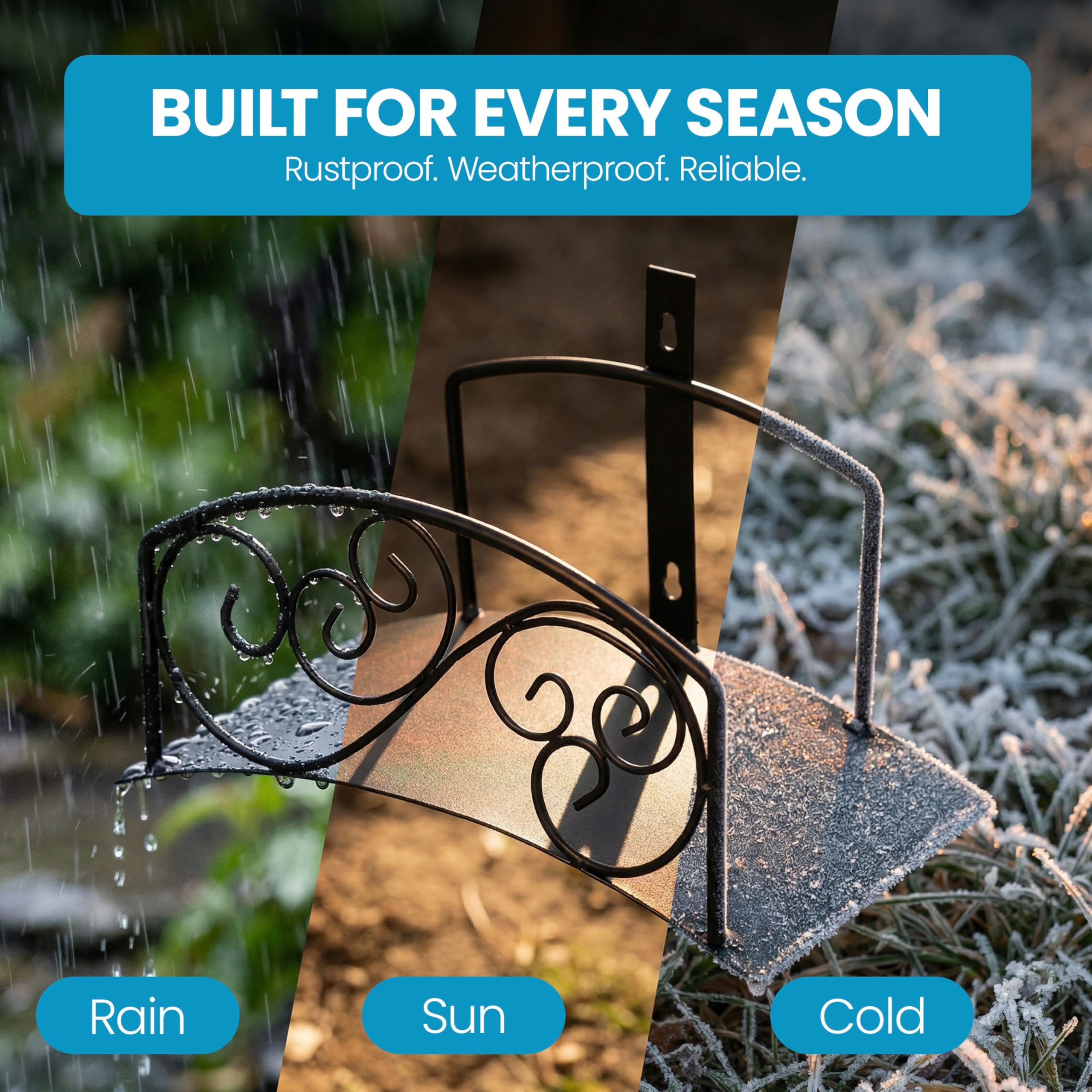 Gardenised Soporte de manguera de metal clásico para montaje en pared, colgador resistente para exteriores y organizador de manguera de agua con ganchos de carrete resistentes y tornillos para patio,