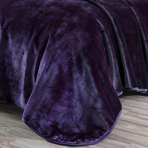 Miniatura 4 de Chezmoi Collection Manta pesada de una sola capa, 9 libras, estilo coreano, de visón Raschel, gruesa y sedosa, 26.46 ozm, 85 x 95 pulgadas, tamaño