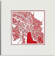 Vista 23 de O3 Design Studio Mapa de corte de papel Madrid negro mate de 20 x 20 pulgadas