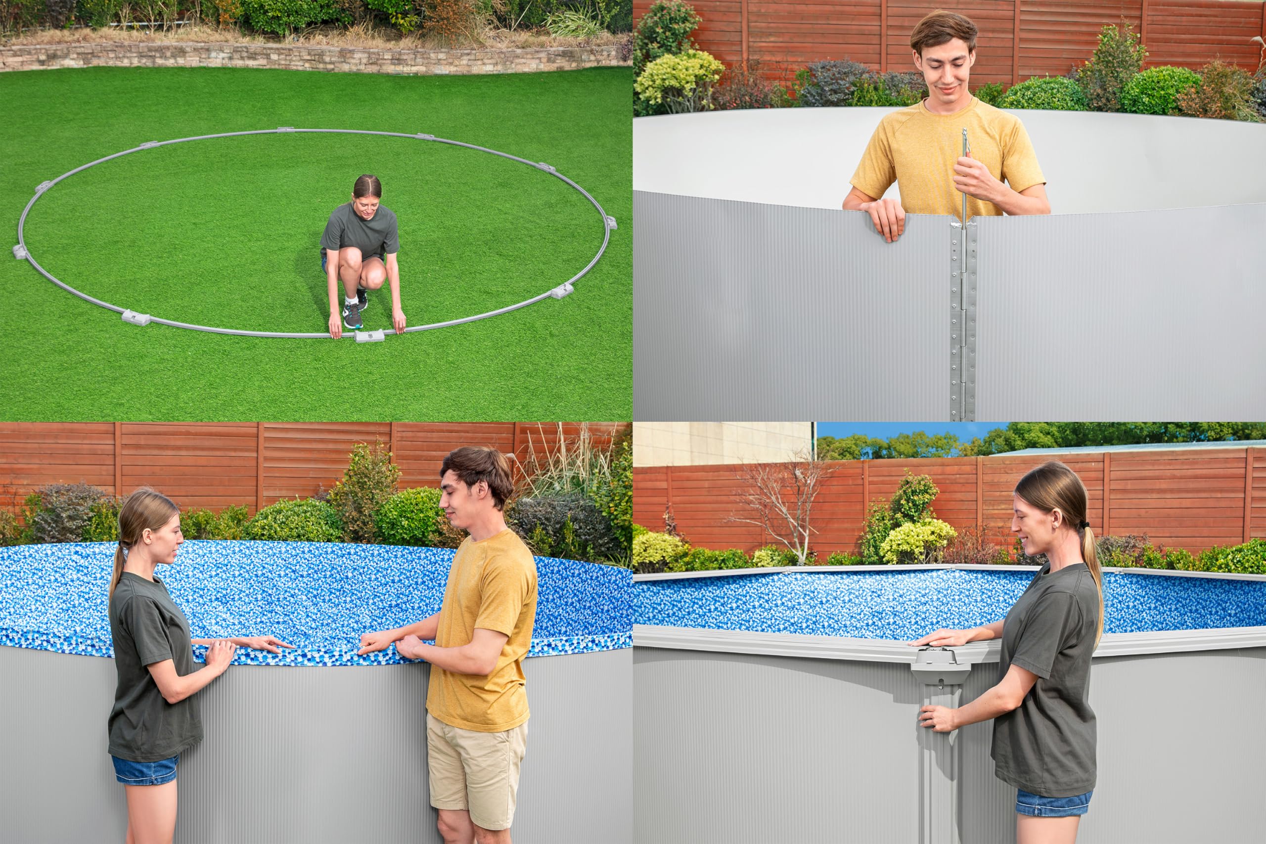 Bestway Hydrium Stahlwandpool Komplett-Set rund 457 x 122 cm Granitgrau Gartenpool Aufstellpool mit Sandfilteranlage