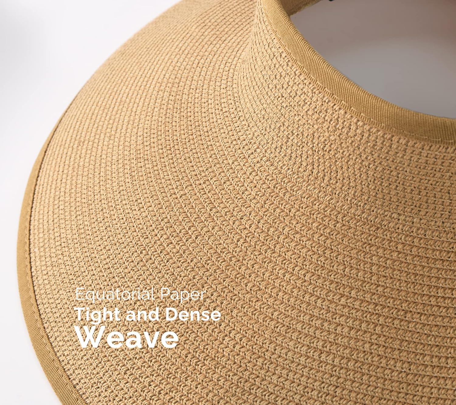 Camptrace Sun Visors for Women Wide Brim Beach Hat Foldable Straw Visor Hat Ponytail Summer Packable UPF 50+ - Image 7