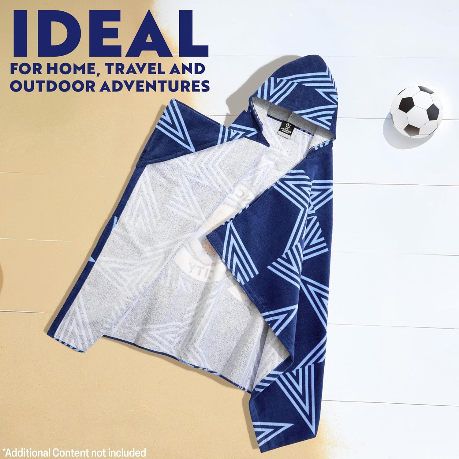 Get Trend Manchester City F.C. Bath Towels with Hood Kids Teens 100% Cotton Towels for Swimming Beach Shower Towel Poncho Changing Robe Travel Essentials