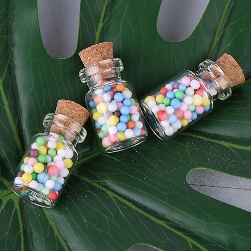 Miniatura 4 de MaxMau 100 frascos pequeños con corchos de 0.1 onzas líquidas, tapones de corcho, pequeñas botellas de vidrio transparente, mini frascos para