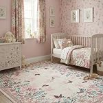 4x6 Area Rug Pink Pastel, Floral Rugs for Living Room, Lightweight Non Slip Washable Rug, Indoor Low Pile Boho Design Rugs for Bedroom Living Room Dining Room Pink Pastel