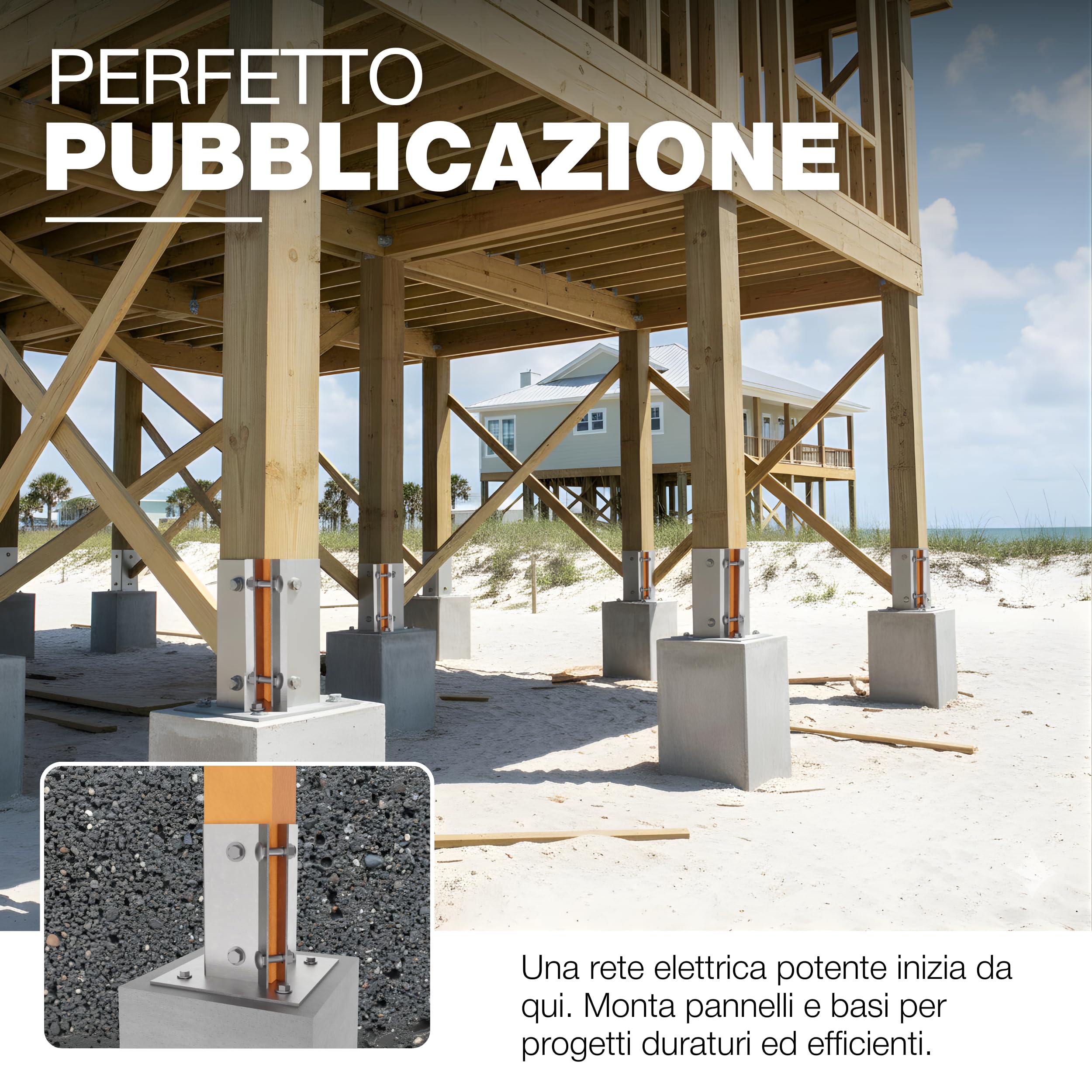 Supporto per Palo da Fissare 100 x 100 mm Zincato a Caldo Staffa Base Quadrata Recinzione