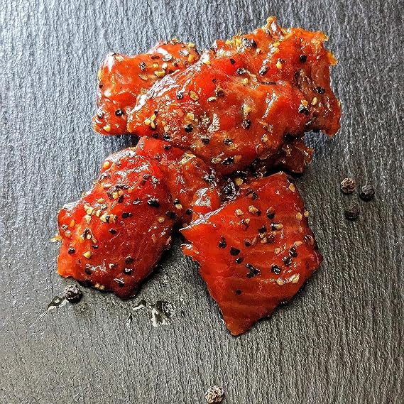 Wild Canadian Smoked Sockeye Salmon Duo Candied Strips & Pepper Nuggets | Gourmet Seafood Gift Set | Salmon Candy (2 Pounds (1 lb Each))
