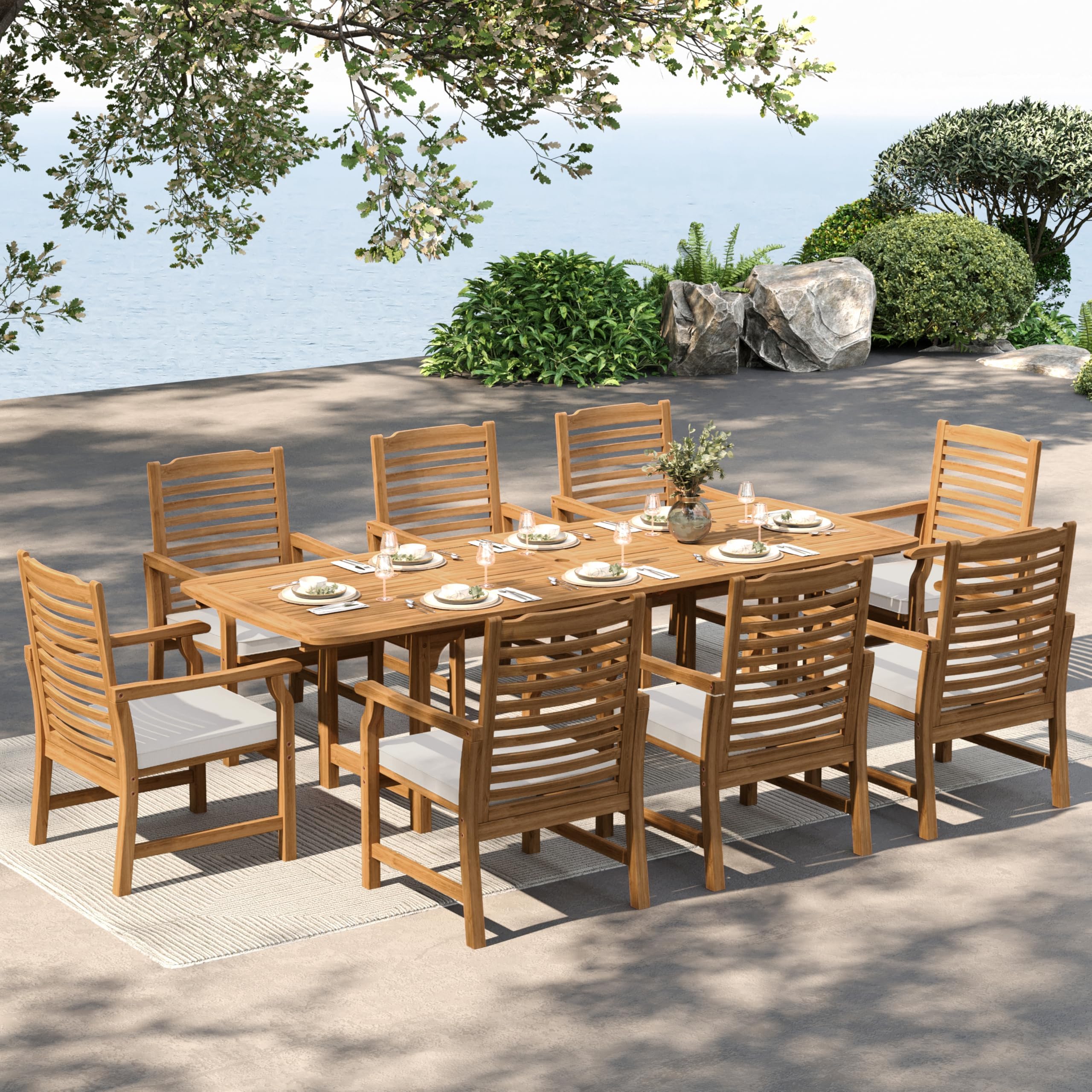 MFSTUDIO 9pc Expandable Wood Table