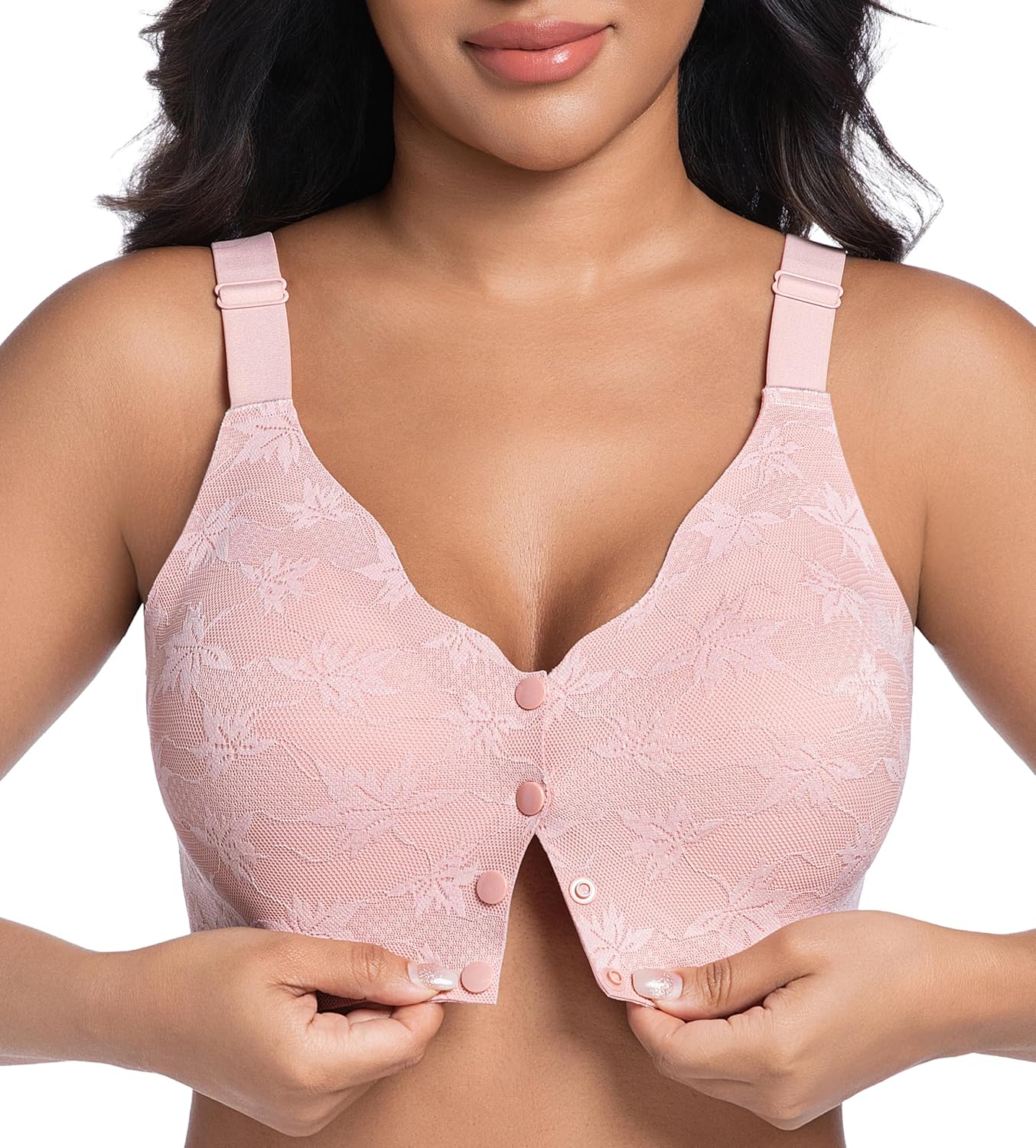 Front Closure Daisy Bras for Women No Underwire Comfort Lace Older Senior Wireless Snap Closing Bra