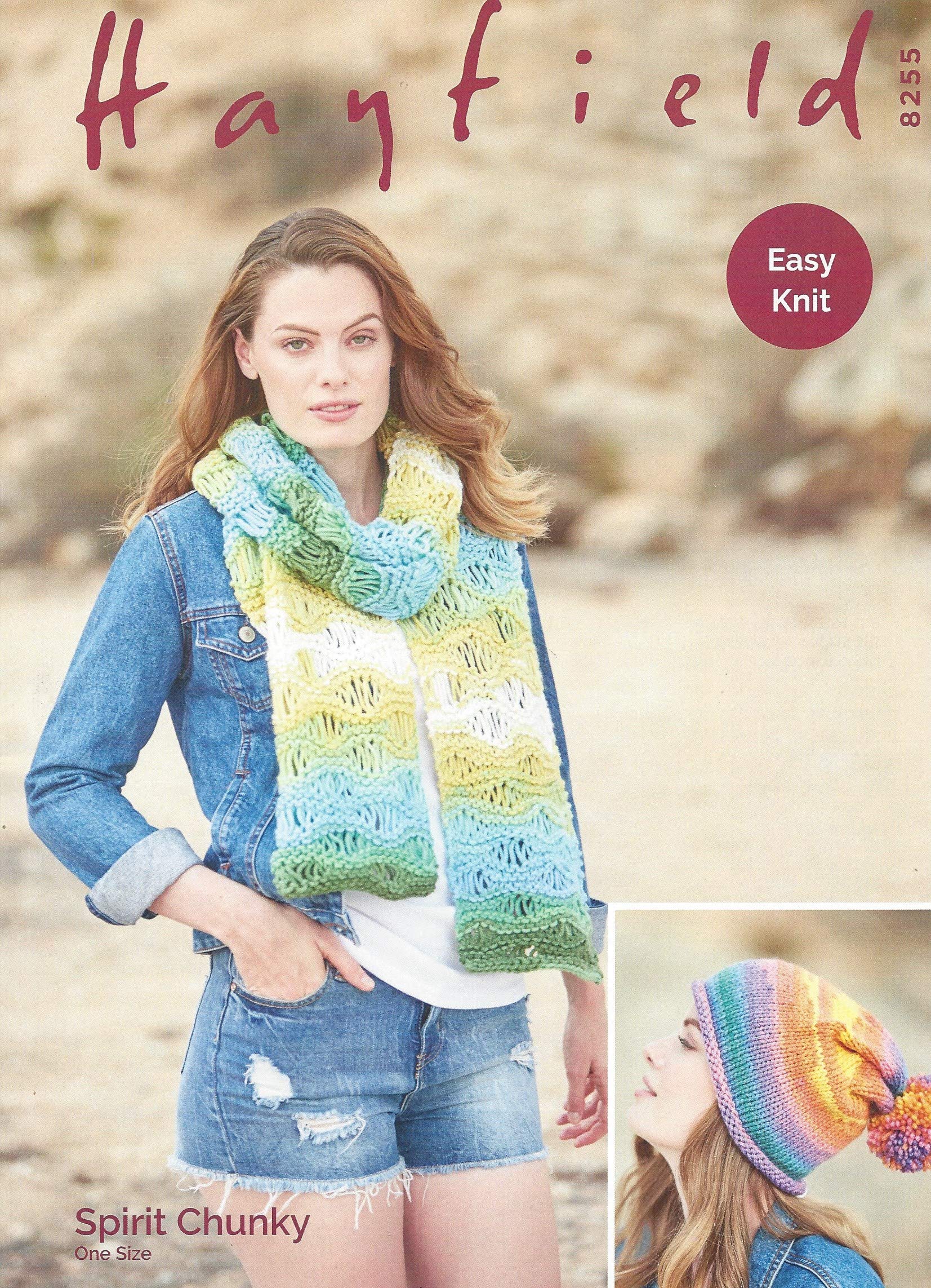 Hayfield Spirit Chunky Knitting Pattern - 8255 Hat & Scarf