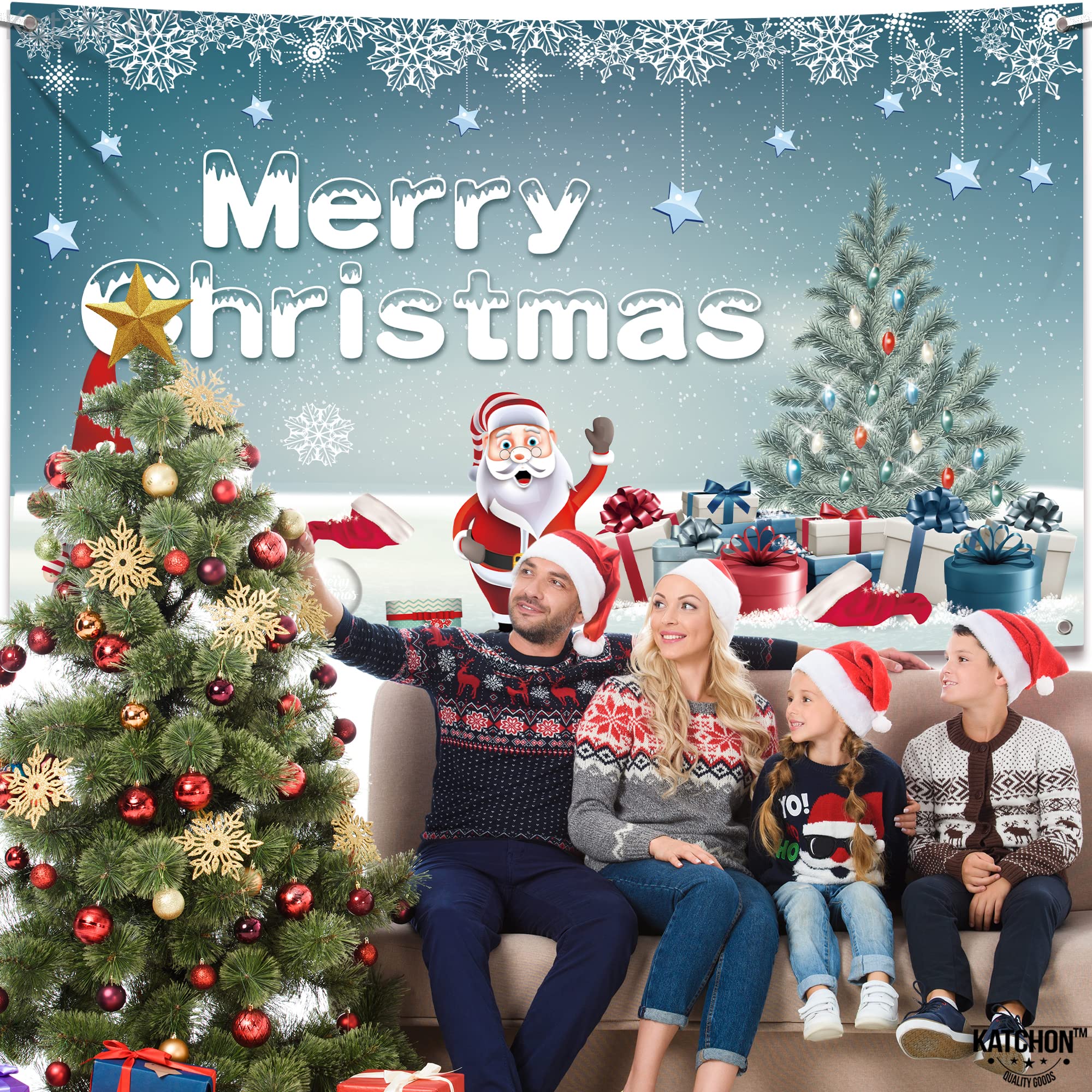 KatchOn Extra Large Holiday Banner Set - 72x44 Inch Christmas & New Year Decorations