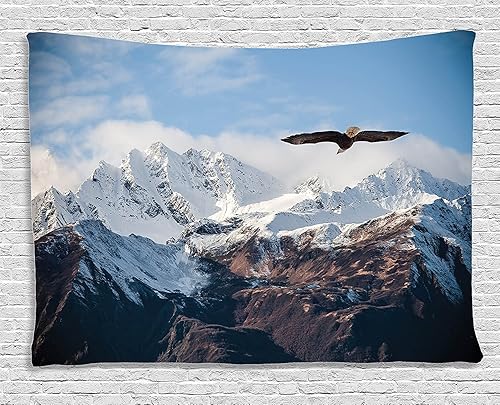 Miniatura 130 de Ambesonne Tapiz de naturaleza, silueta de oso salvaje en el bosque de la selva en la noche oscura, ilustración para colgar en la pared para Verde