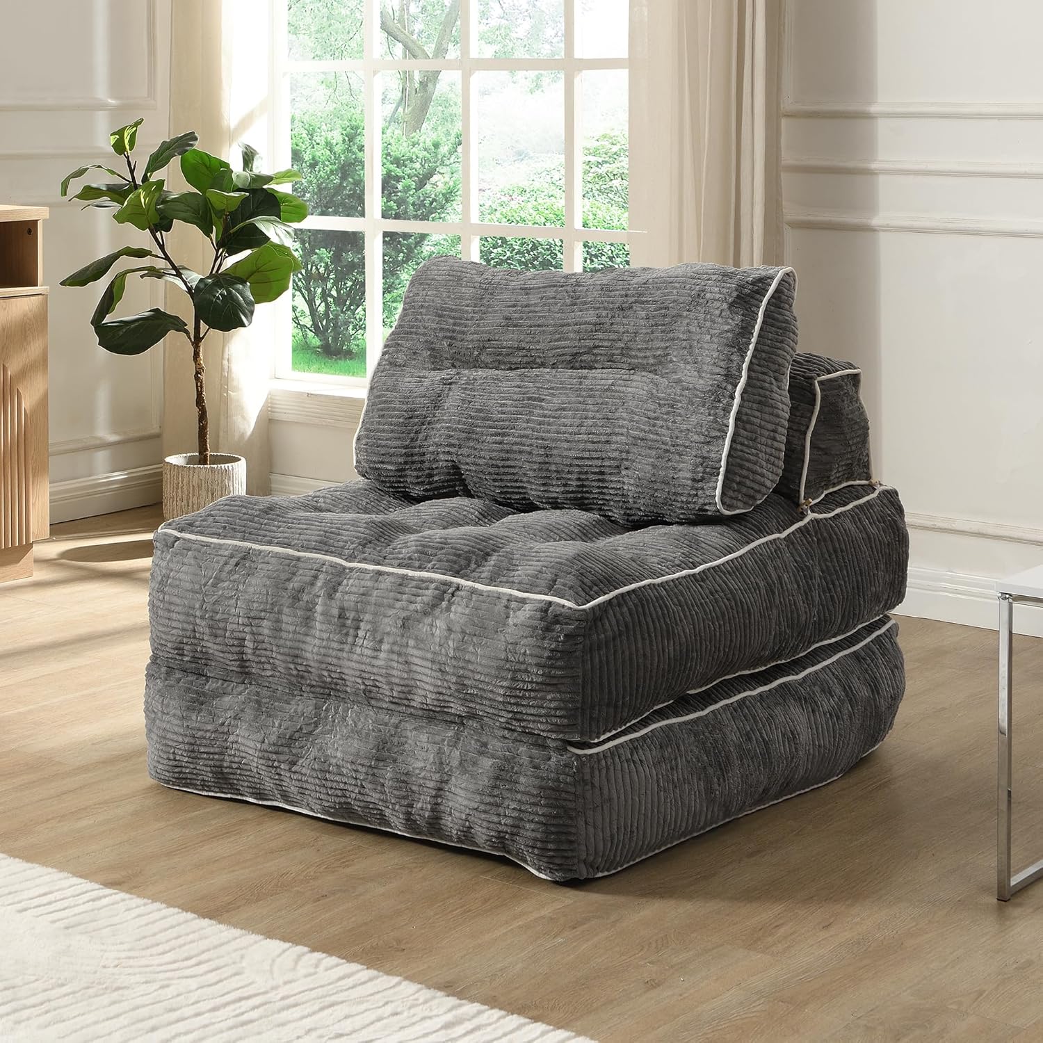 Ball & Cast Folding Sofa Bed,Convertible Sleeper Chair with Pillow & Back Support,Foldable Mattress with Back Support,Portable Futon Sofa Bed for Living Room Bedroom,Dark Grey