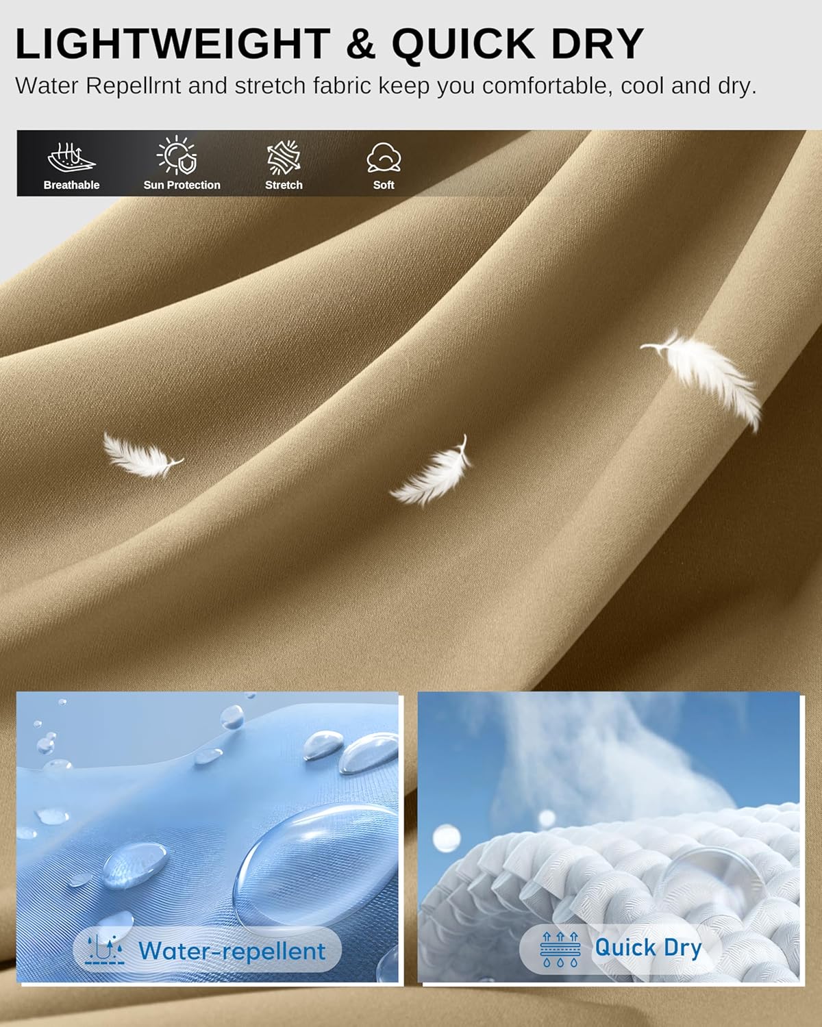 SANTINY 15" Long Shorts for Women Hiking Cargo Bermuda Shorts with 5 Zipper Pockets Lightweight Quick Dry Knee Length Capris - Image 5