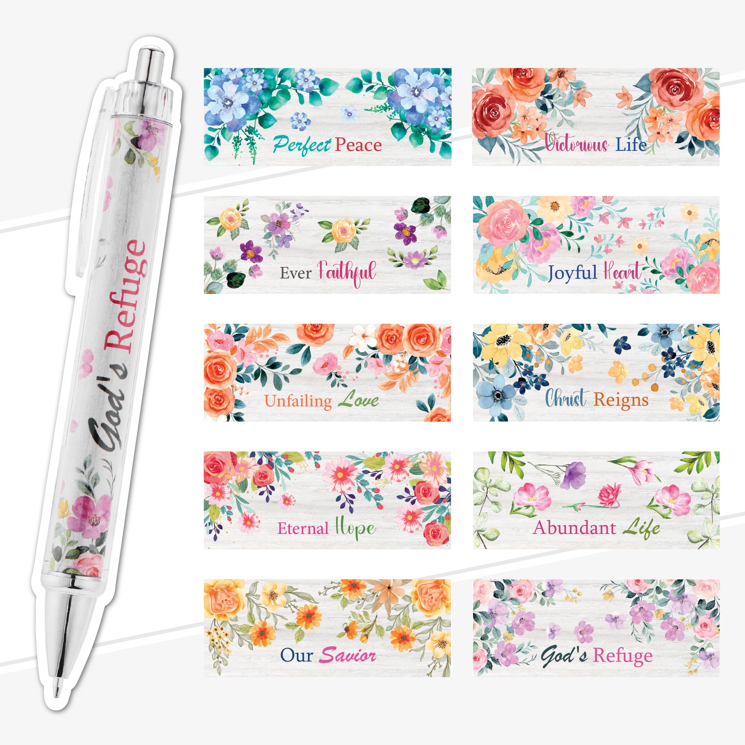 Mr Pen Christian Pen Set 10 Pack Faith Blossoms Black Ink Bible Verse Pens Ballpoint Pens — view 7