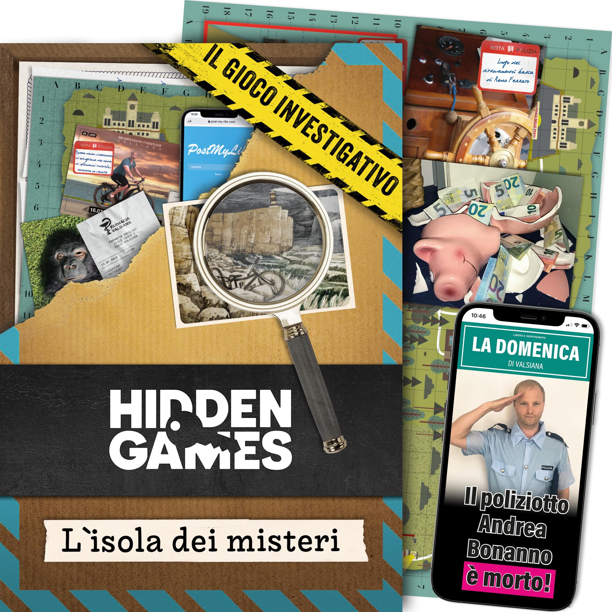 Hidden Games Luogo del Reato - L'isola dei misteri - Italiana - gioco realistico Della Scena del crimine, gioco emozionante del Detective, gioco Della Stanza di fuga