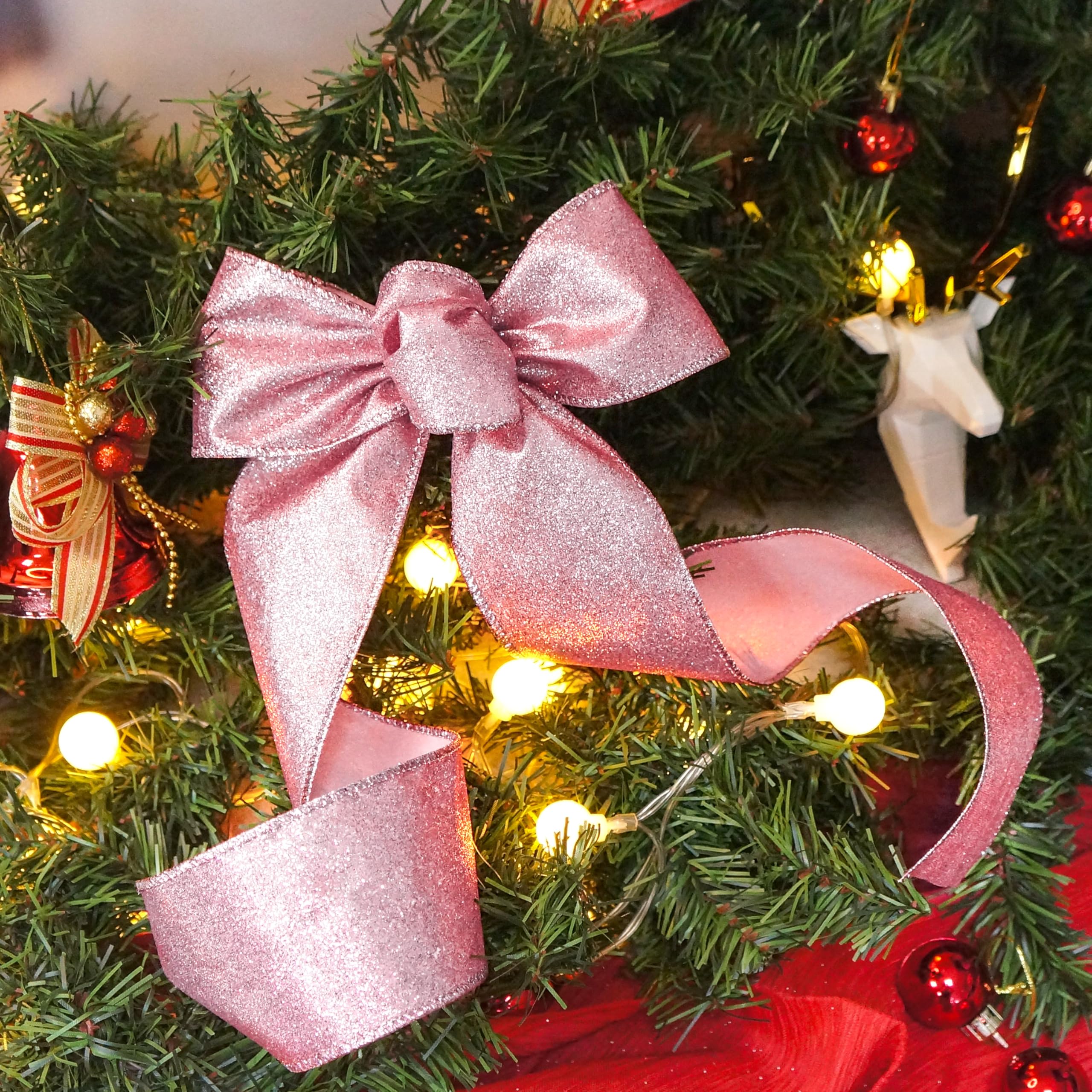 Ribbli Ruban Métallique à Paillettes Argentées Pour Sapin De Noël - 6,3