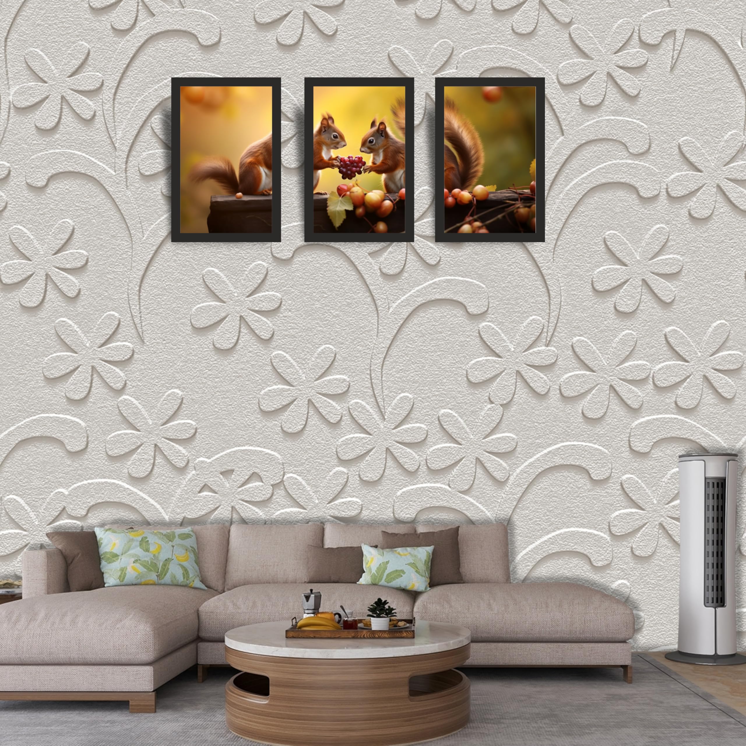 Cute Squirrel Wall Art Frame Set of 3