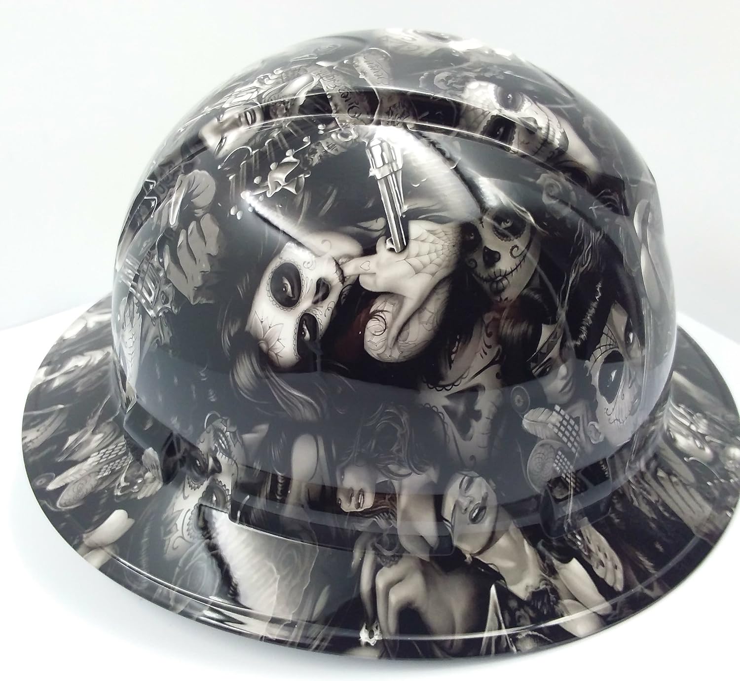 Wet Works Imaging Customized Pyramex Full Brim Tattoo Babes Hard HAT with Ratcheting Suspension