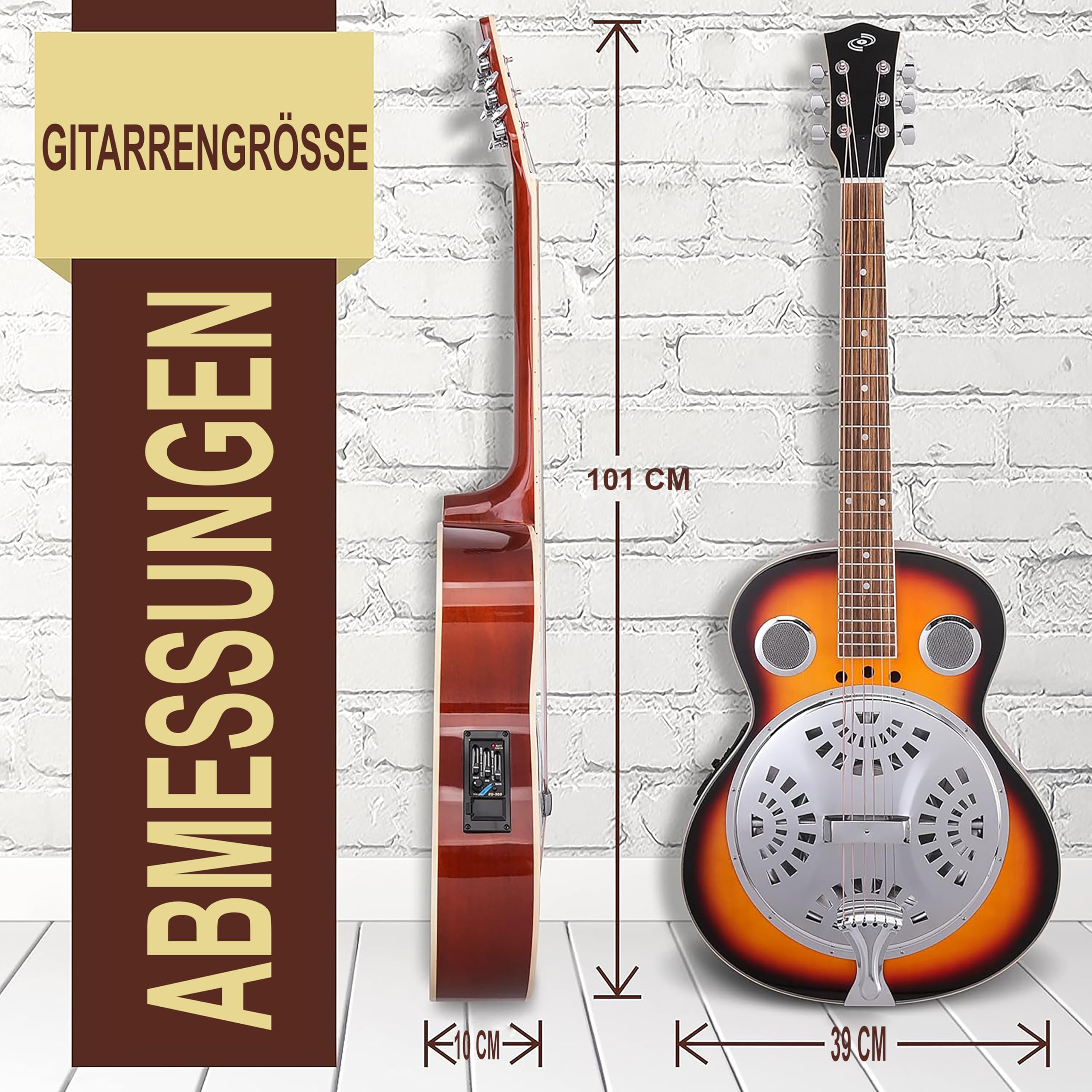 Pyle Resonator Akustik Westerngitarre 4/4 mit integriertem Verstärker