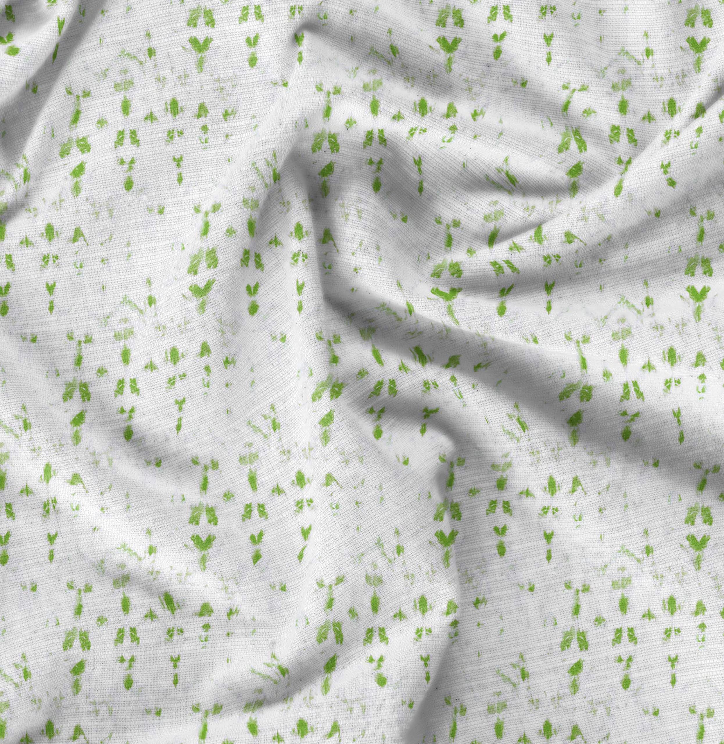 Soimoi Green Viscose Chiffon Fabric Abstract Tie-Dye Printed Fabric 1 metre 42 Inch Wide