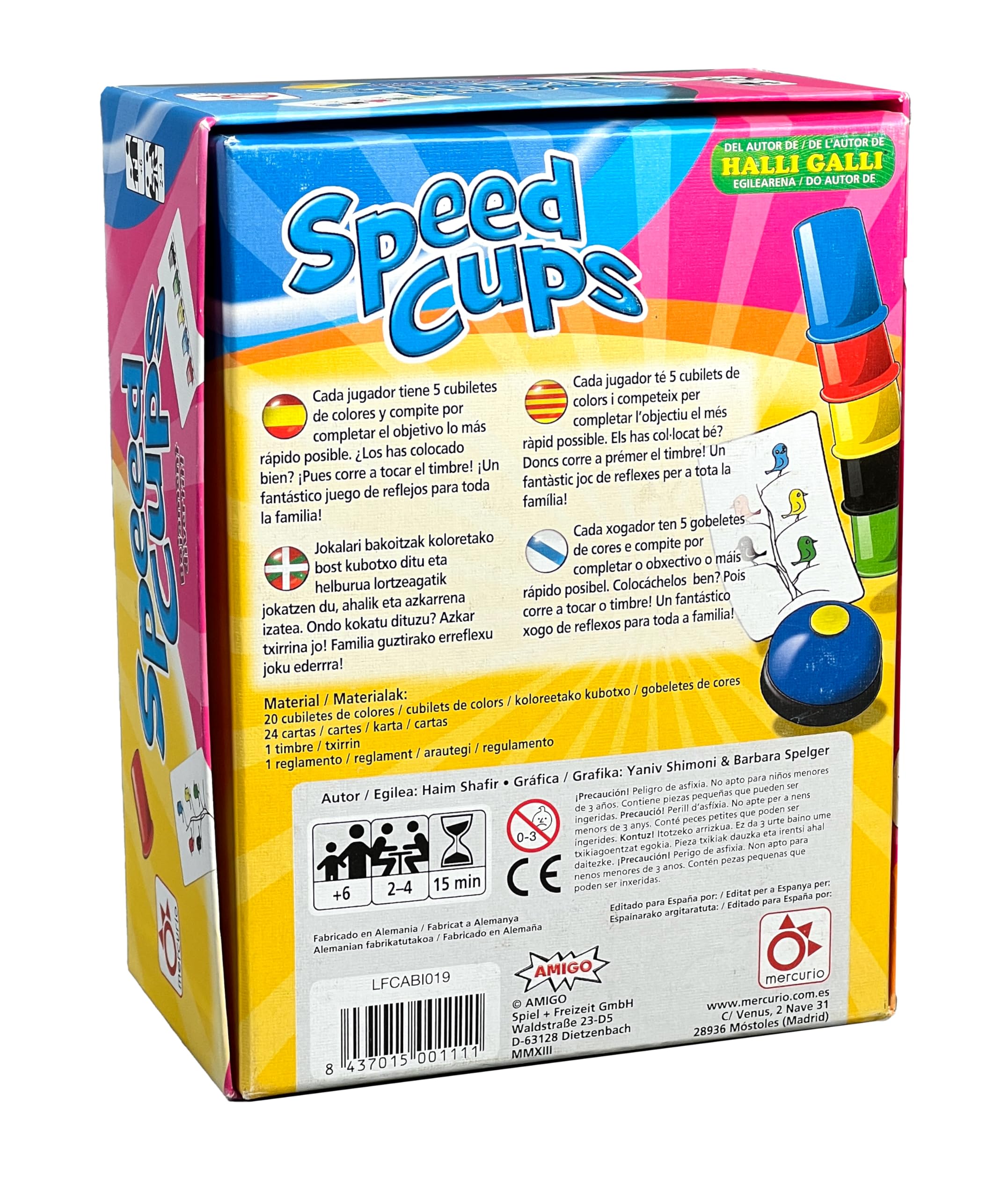 MERCURIO - Speed Cups | Juego de Habilidad y Reflejos | Incluye Cubiletes y Timbre | Tiempo Aproximado 15 min| a partir de 6 Años | Para 2 a 4 Jugadores