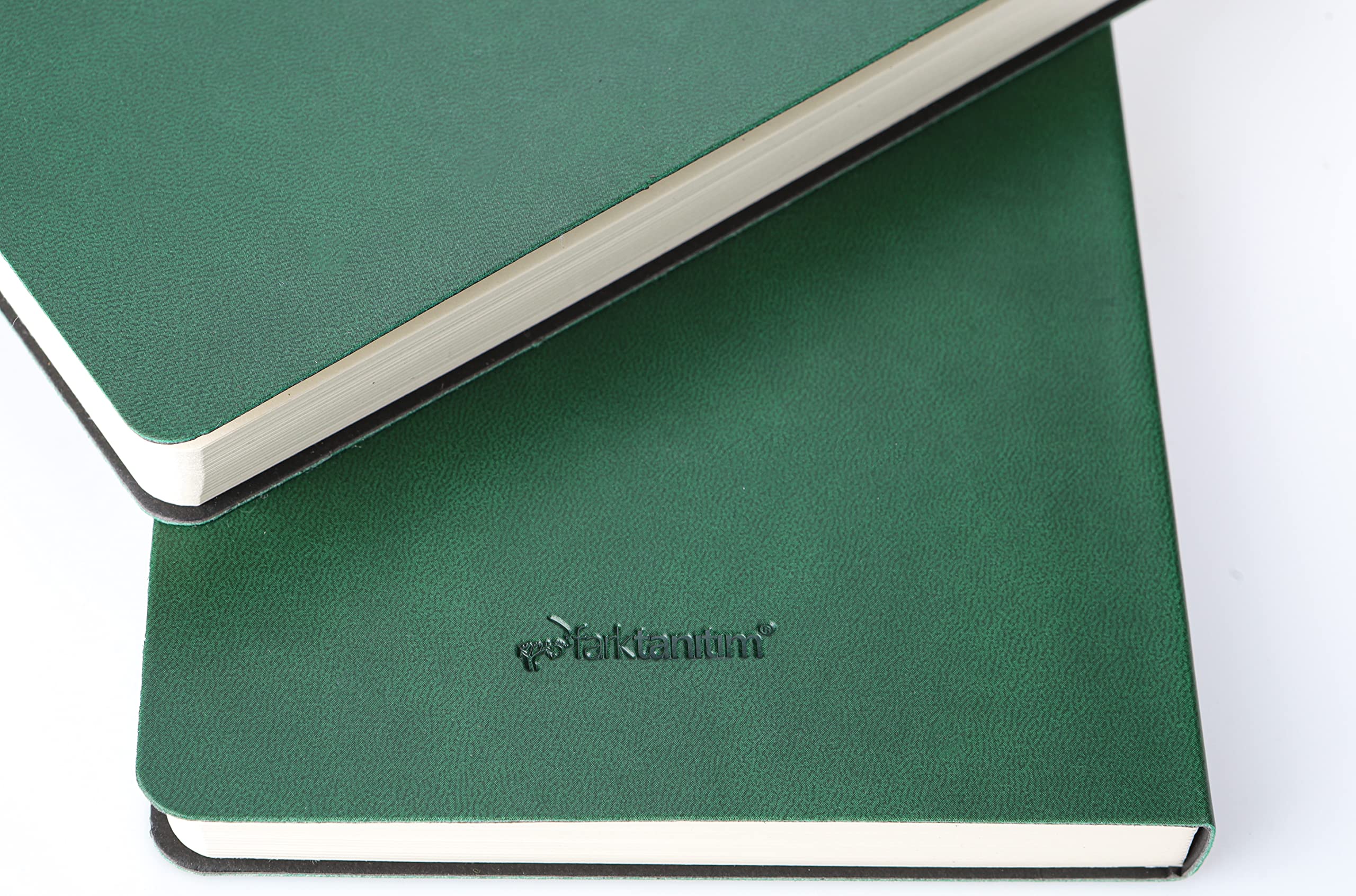 Fark Tanıtım Fark Tanıtım Çizgisiz Not Defteri, Yeşil Deri Kapaklı Defter, 128 Yaprak A5 Defter, Ofis ve Kırtasiye (14cm x 21 cm) (Yeşil Kapak)
