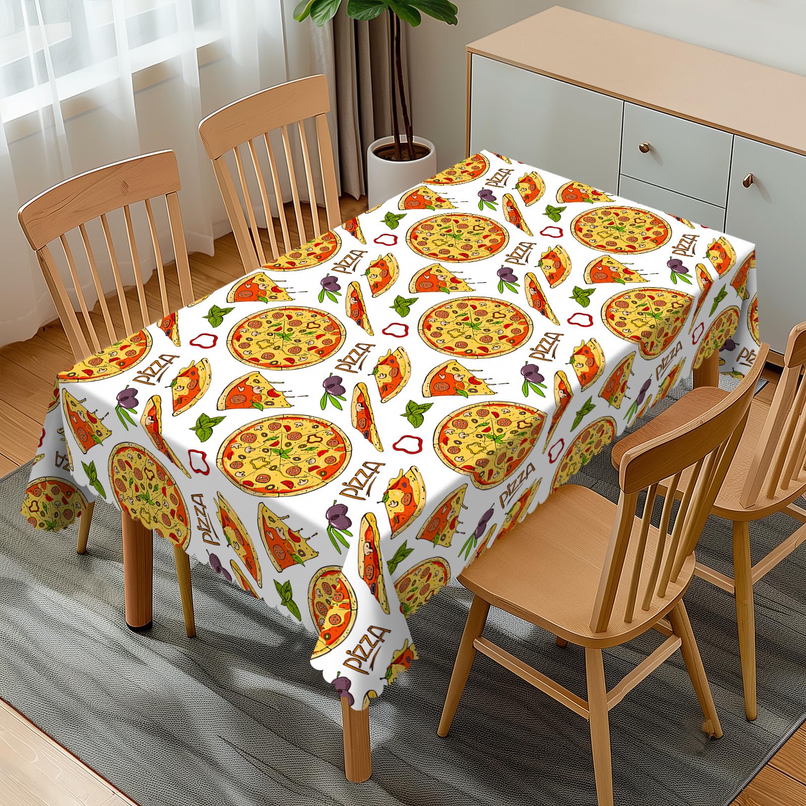 Nappe de table pizza 137x183cm anti-taches pour repas conviviaux