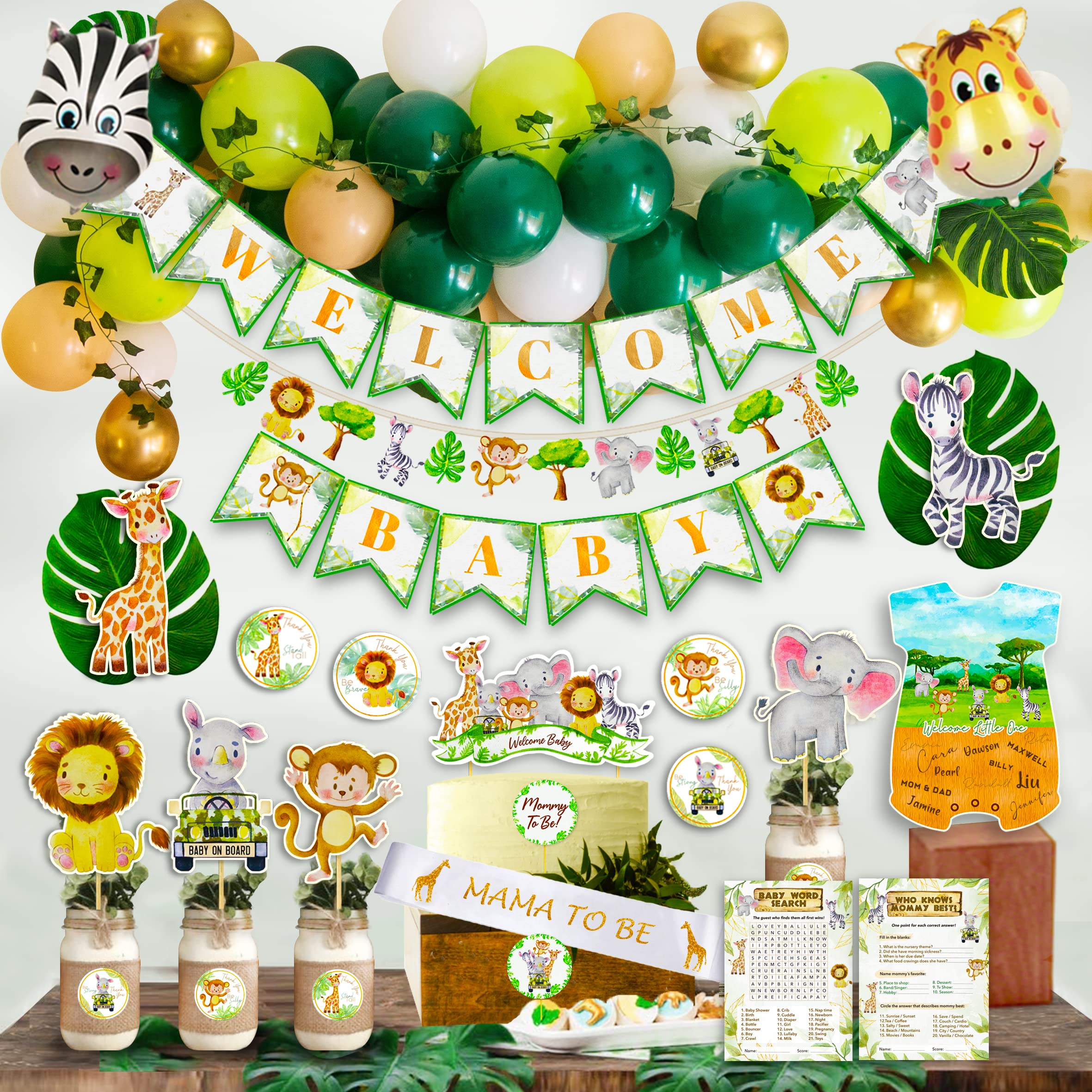 Buy VANYUC Jungle Theme Safari Baby Shower Decorations Green Balloon
