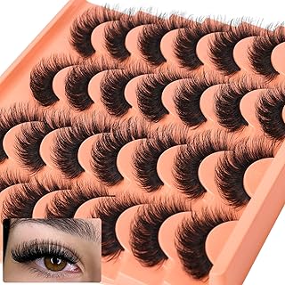 Short Lashes Natural Look False Eyelashes Thick Fluffy Faux Mink Lashes Pack Wispy Strip Fake Eyelashes Cat Eye Lashes that Look Like Extensions 14 Pairs Black