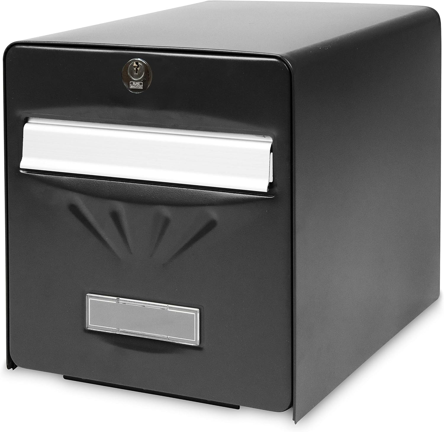 BURG-WÄCHTER La Poste, 2 Doors, 516 NO BALNEAR, Black Galvanised Steel Mailbox, with Full Opening Door and Mail Stop (Door Blocked at 120°)