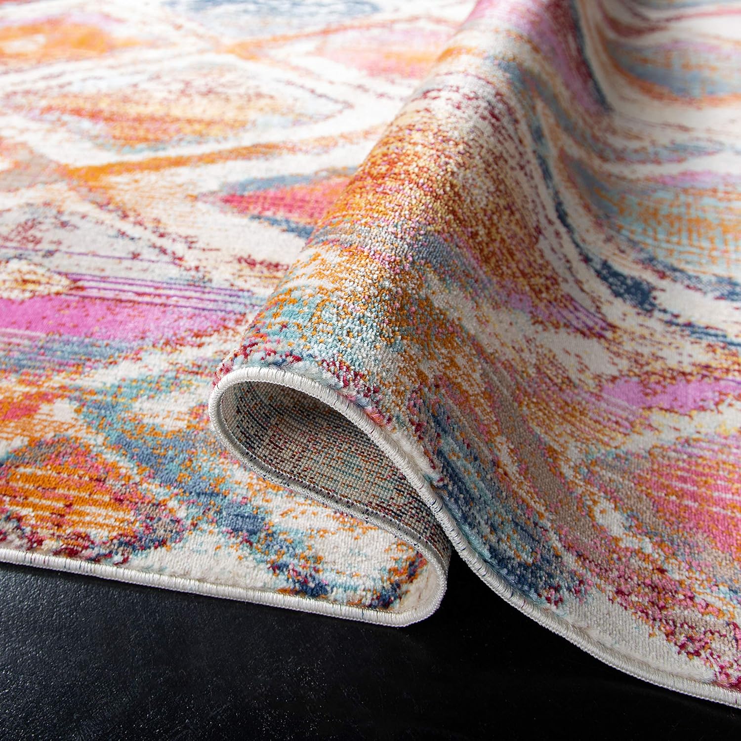 SAFAVIEH Radiance Collection Accent Rug - 3'3" x 5', Cream & Rust, Abstract Boho Design, Non-Shedding & Easy Care, Ideal for High Traffic Areas in Entryway, Living Room, Bedroom (RAD109A)