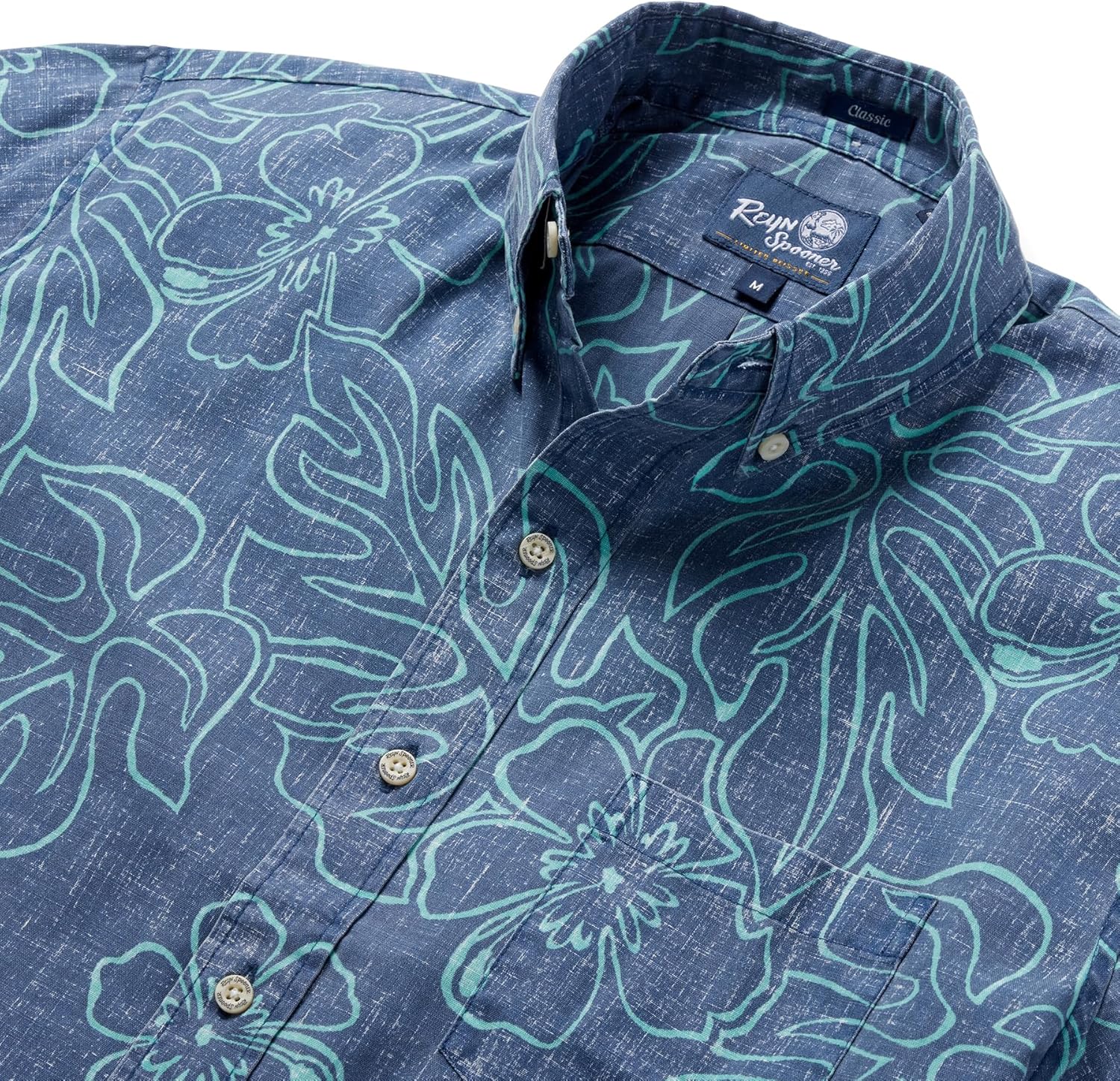 Reyn Spooner Men’s Tropical Leaves Hawaiian Aloha Shirt - Button Front