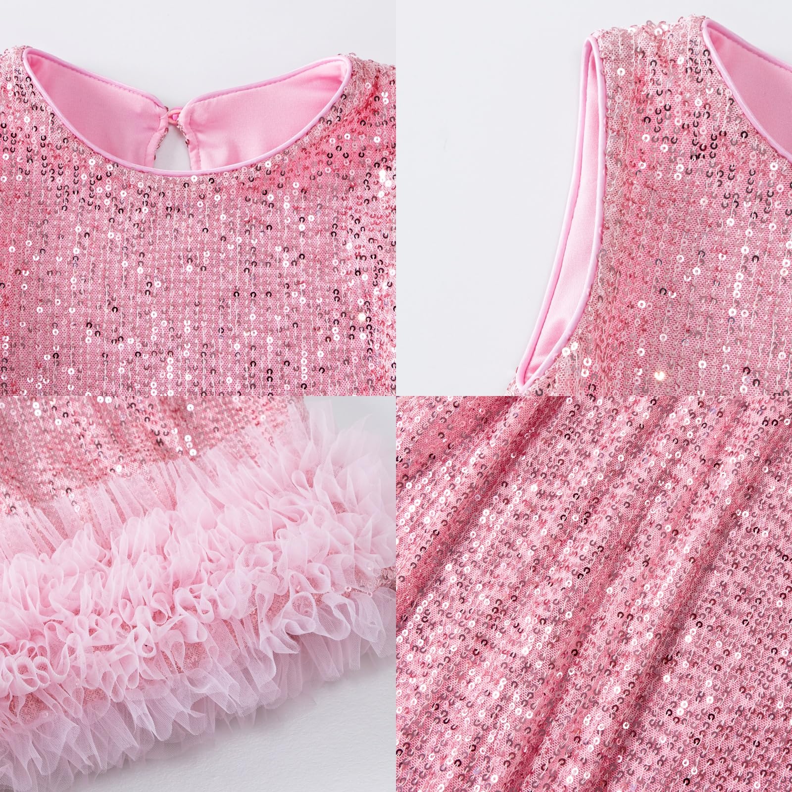 Miipat Vestido Niña Bebé de Terciopelo Lentejuelas Manga Corta Vestidos Niñas Pequeñas Elegantes Invierno Otoño Ropa Princesa para Fiestas Cumpleaños y Bodas
