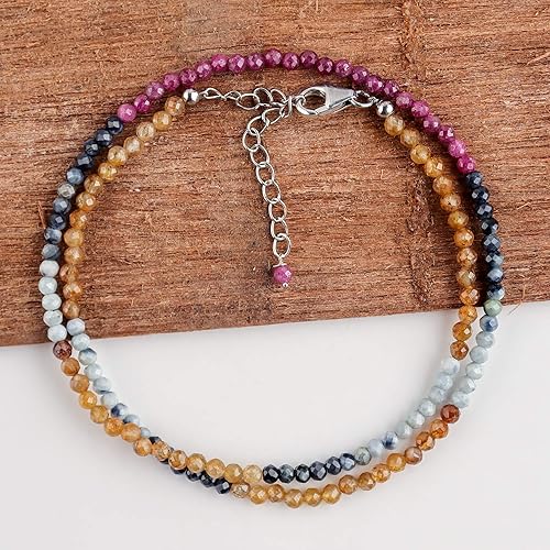 Miniatura 5 de InfinityGemsArt Natural Gemstone Dainty Choker Necklace For Her Birthstone Jewelry Chakra Healing Energy Crystals 925 Sterling Silver 18 inch Chain