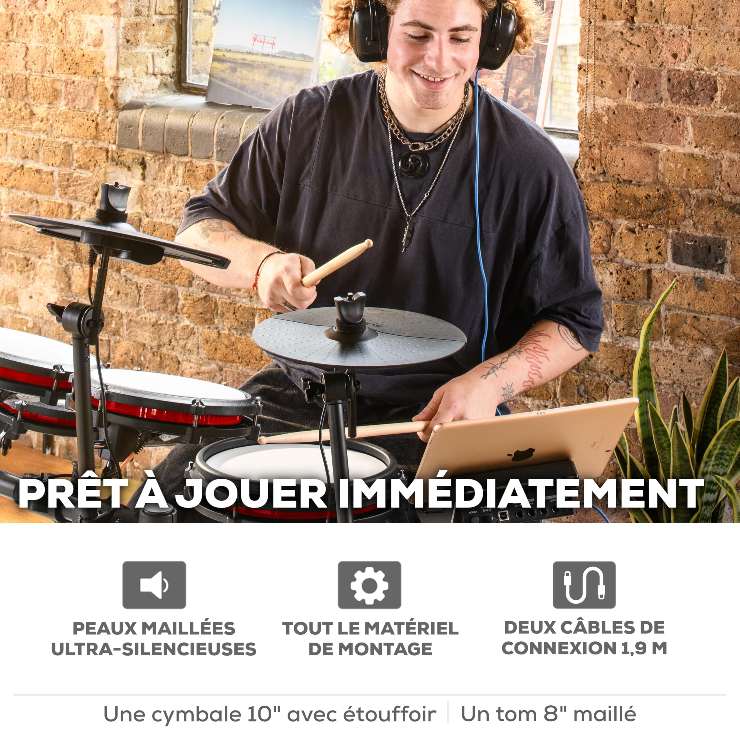 Alesis Nitro Max Expansion Pack - Extension pour Batterie Électronique Nitro Max avec Tom Maillé, Cymbale 10" avec Étouffoir et Câbles