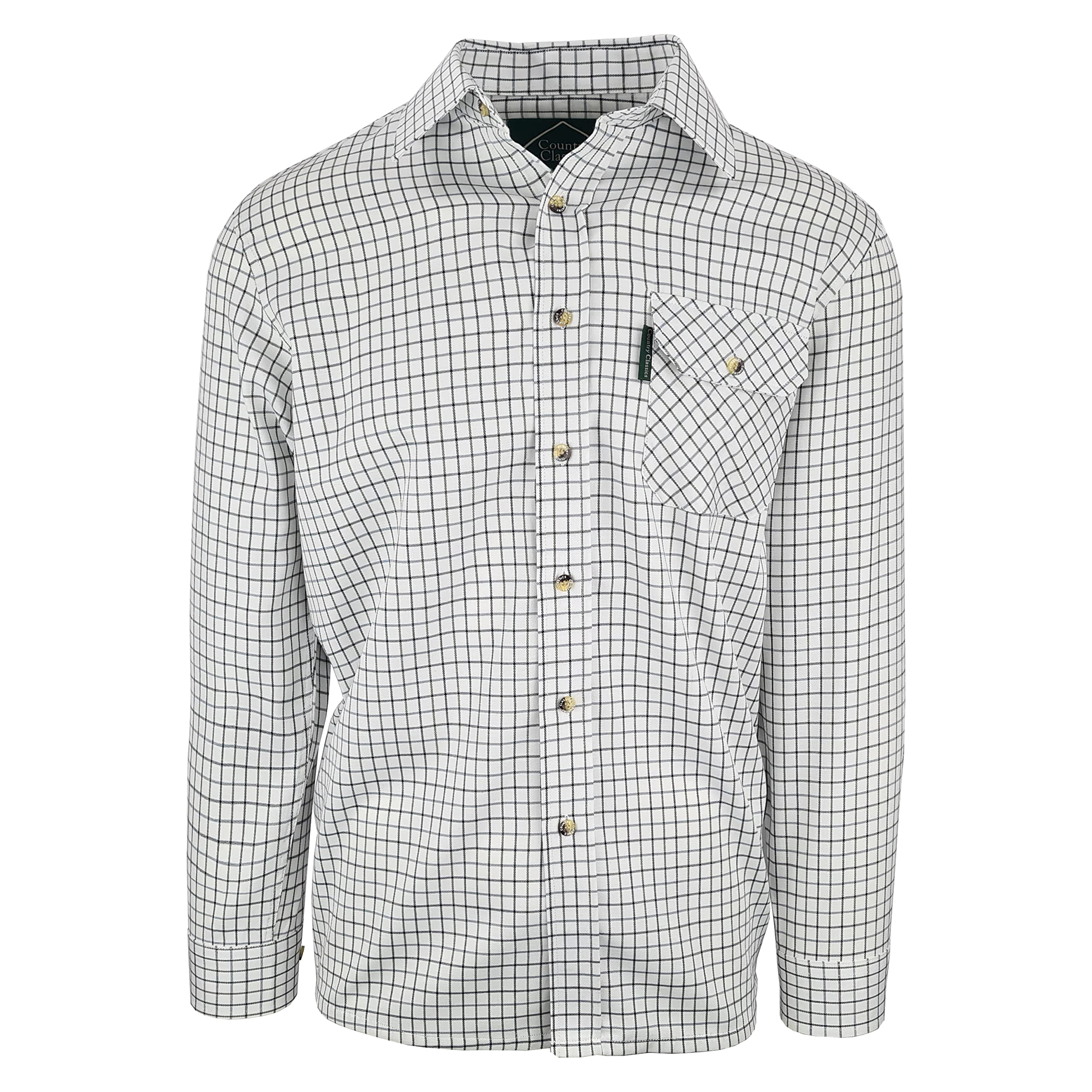 Country Classics Men's Tattersal-Blue Long Sleeve Shirts- Tattersal Blue - 2XL