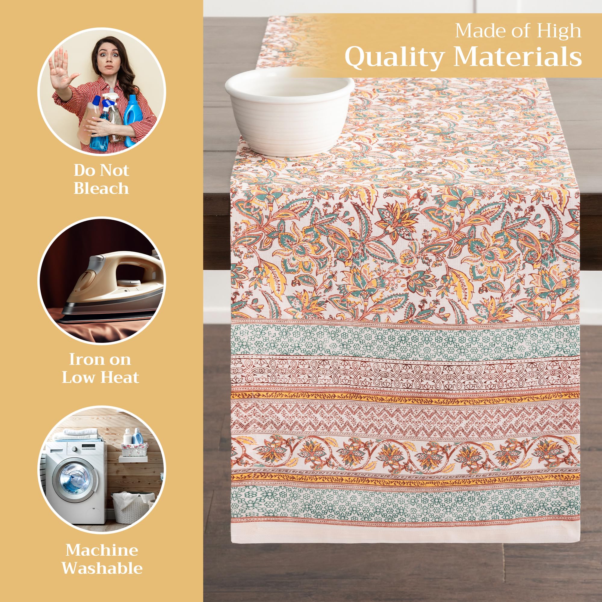 Maison d' Hermine Table runner 100% Cotton Single Layer Table Runners 230 CM long for Christmas Decorations Home Kitchen Dining Party Wedding Bridal Shower (Nila - Image 4