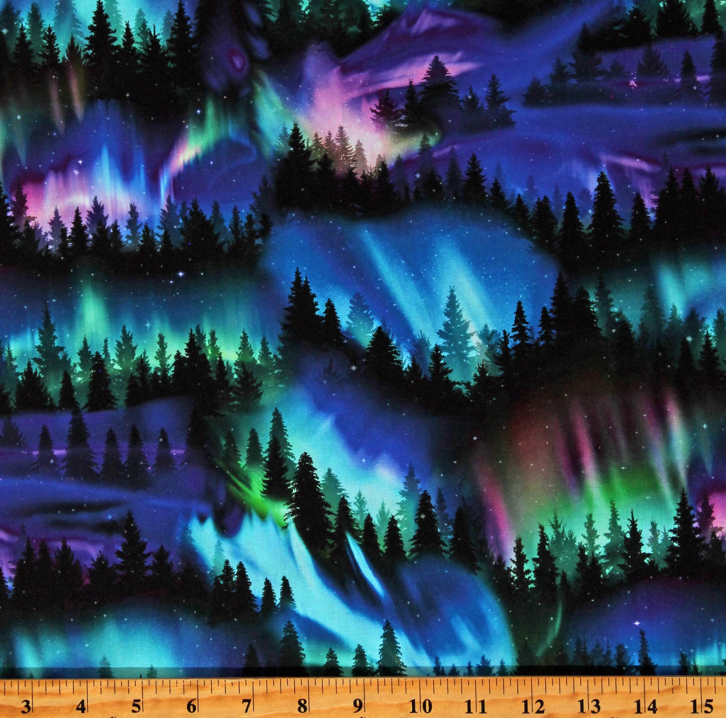 Amazon.com: Timeless Treasures Cotton Northern Lights Trees