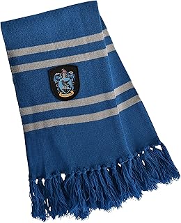 Harry Potter Scarf Ravenclaw House Colores con parche de escudo de armas y franjas 24 x 170 cm Gris azul