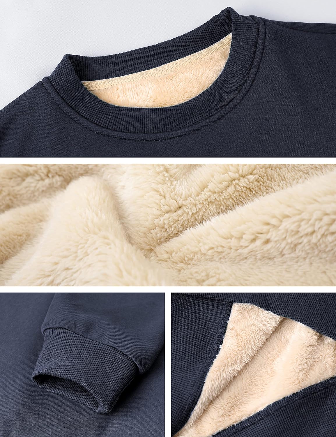 Yeokou Men's Fleece Sweatshirt Sherpa Lined Crewneck Basic Winter Thick Pullover Tops - Image 7