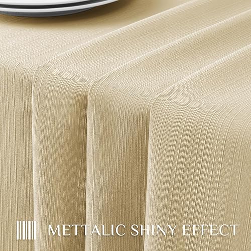 Miniatura 5 de Softalker Mantel rectangular de jacquard, diseño de damasco con líneas geométricas, impermeables, resistentes a las manchas, lavables, de poliéster,